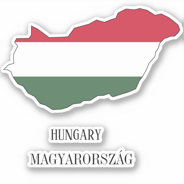 Hungary Flag Map Sticker (Front)