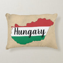 Hungary Flag Silhouette Accent Pillow
