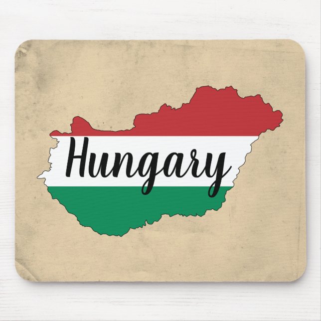 Hungary Flag Silhouette Mouse Pad (Front)