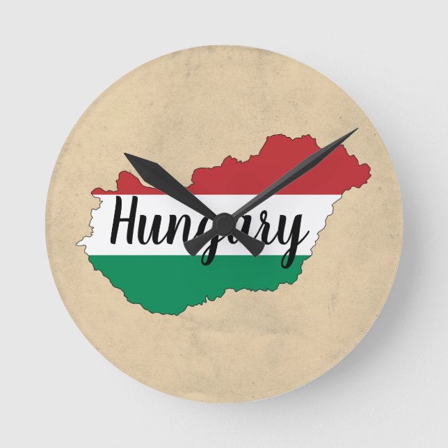 Hungary Flag Silhouette  Round Clock (Front)