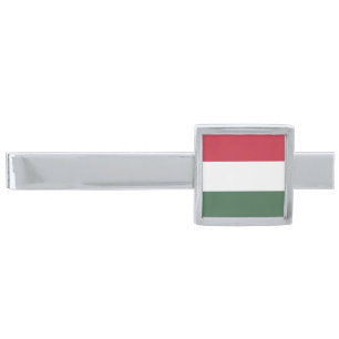 Hungary flag silver finish tie bar