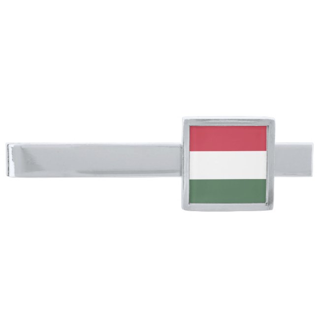 Hungary flag silver finish tie bar (Front)