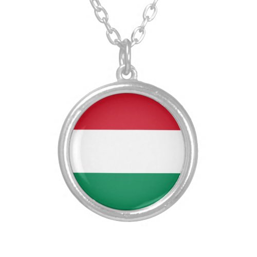 Hungary flag  silver plated necklace