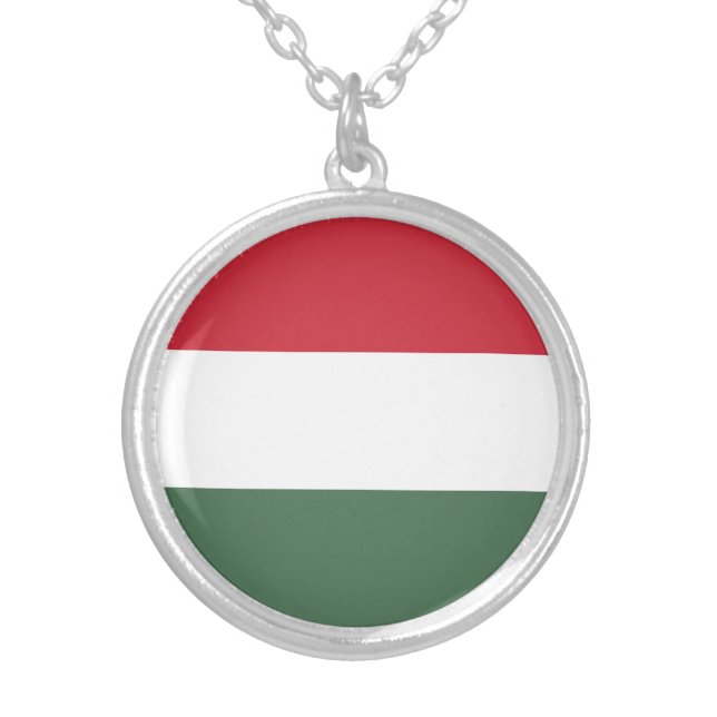 Hungary Flag Silver Plated Necklace (Front)