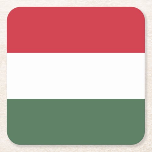 Hungary Flag Square Paper Coaster