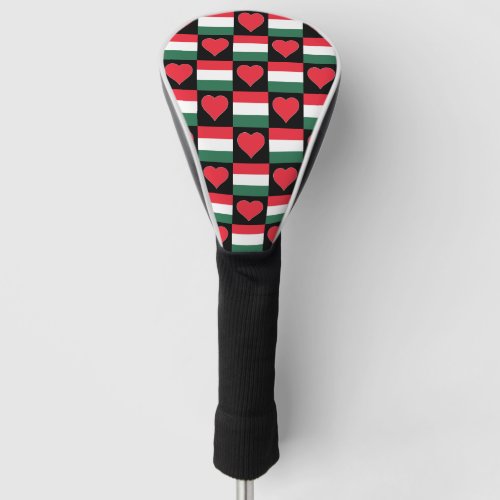 Hungary Golf Love Heart Pattern Hungarian Pride Golf Head Cover