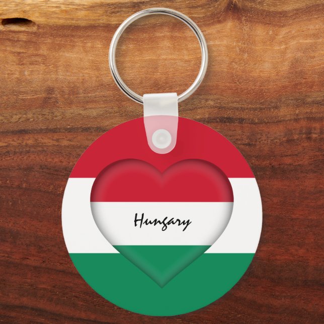 Hungary & Heart,  Hungarian Flag fashion / sports Keychain (Front)