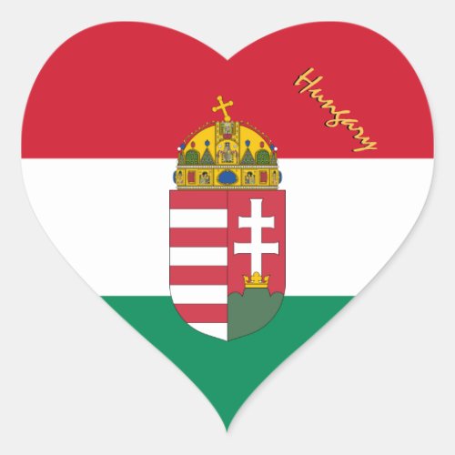 Hungary Heart Sticker Patriotic Hungarian Flag Heart Sticker
