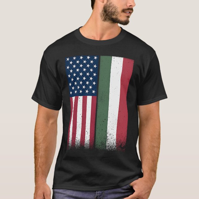 Hungary  Hungarian American Flags Proud USA Hungar T-Shirt (Front)