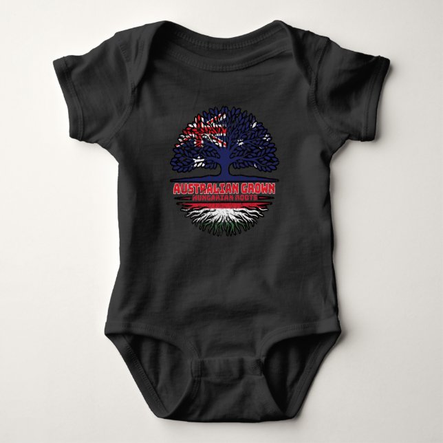 Hungary Hungarian Australian Australia Tree Roots Baby Bodysuit (Front)