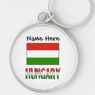 Hungary Hungarian Flag Black Personalization Keychain