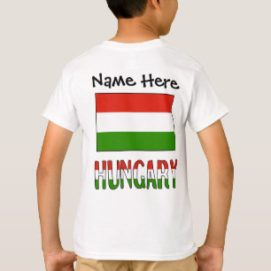 Hungary Hungarian Flag Black Personalization T-Shirt
