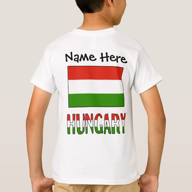 Hungary Hungarian Flag Black Personalization  T-Shirt (Back)