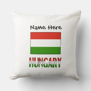Hungary Hungarian Flag Black Personalization Throw Pillow