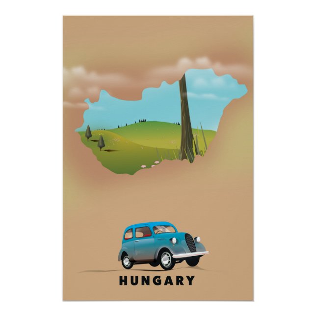 Hungary Illustrated map travel poster (Front)