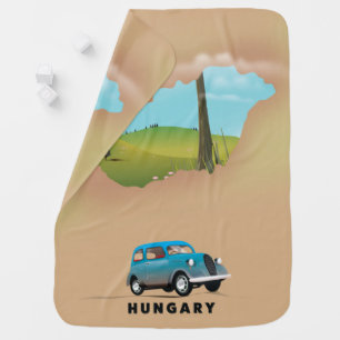 Hungary Illustrated map travel poster Baby Blanket
