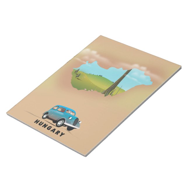 Hungary Illustrated map travel poster Notepad (Angled)