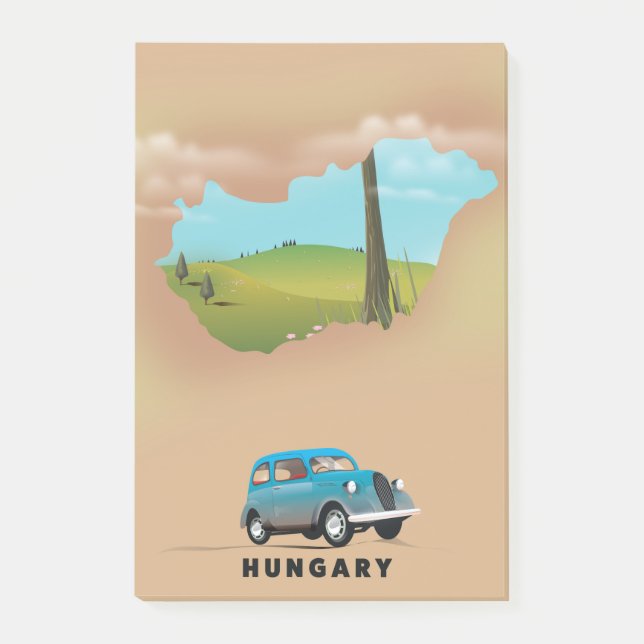 Hungary Illustrated map travel poster Post-it Notes (Front)