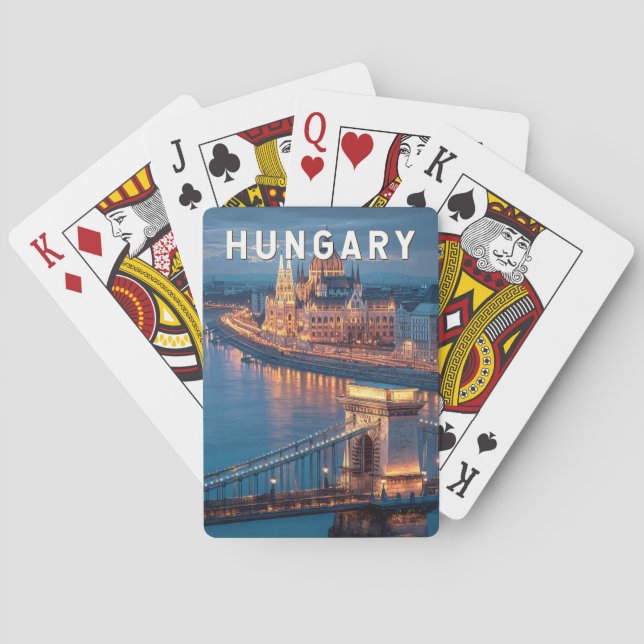 Hungary Illustration Travel Art Vintage Poker Cards (Back)