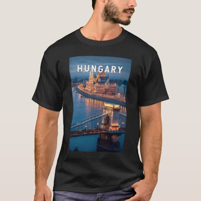 Hungary Illustration Travel Art Vintage T-Shirt (Front)