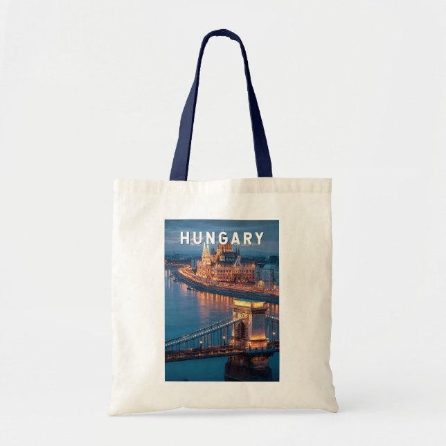 Hungary Illustration Travel Art Vintage Tote Bag (Front)