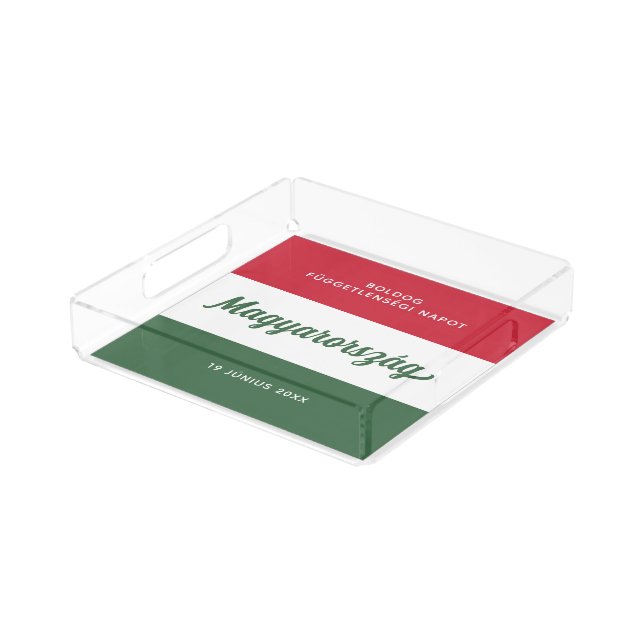 Hungary Independence Day National Flag Acrylic Tray (Angled)