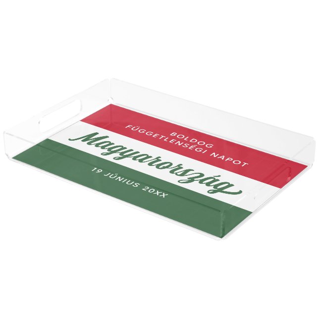 Hungary Independence Day National Flag Acrylic Tray (Angled)
