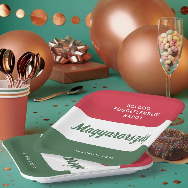 Hungary Independence Day National Flag Paper Plates (Multi)