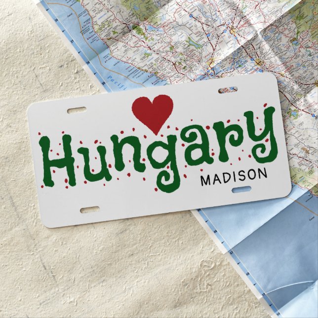 Hungary Love custom name license plates (In Situ)