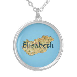 Hungary Map + Name Necklace