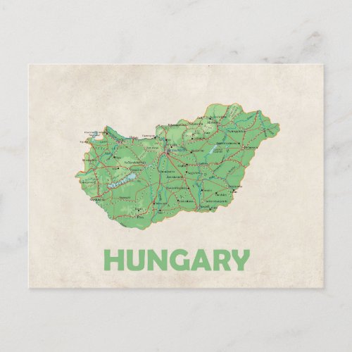 Hungary map postcard
