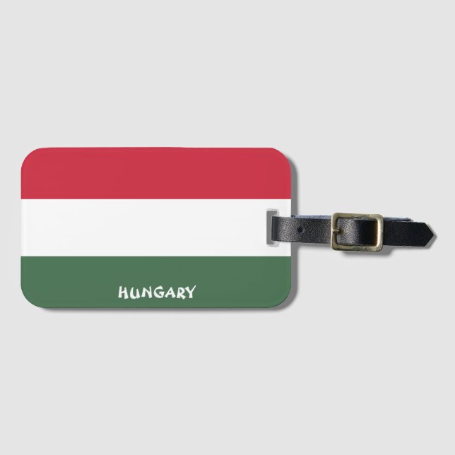 Hungary National Flag Patriotic Luggage Tag (Front Horizontal)