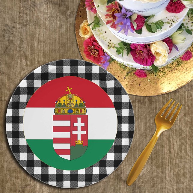 Hungary Plate, buffalo plaid & Hungarian Flag Paper Plates (Creator Uploaded)