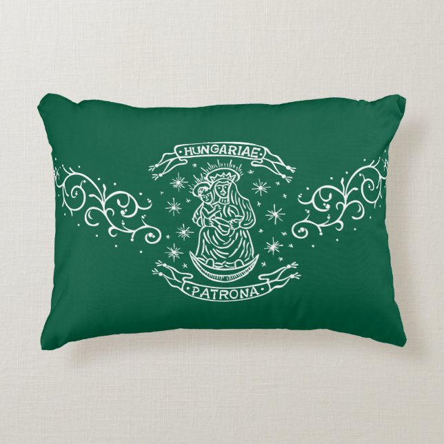 hungary religious motif medieval virgin mary jesus accent pillow (Front)