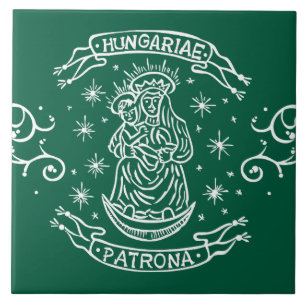 hungary religious motif medieval virgin mary jesus ceramic tile