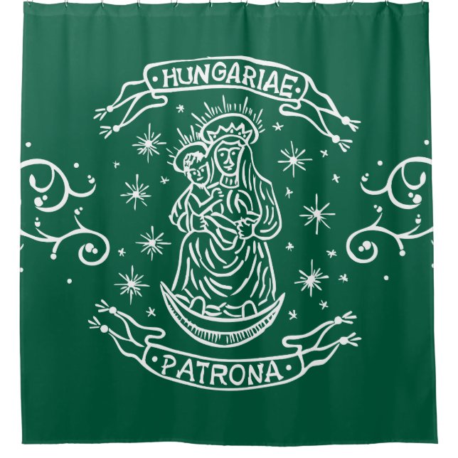 hungary religious motif medieval virgin mary jesus shower curtain (Front)