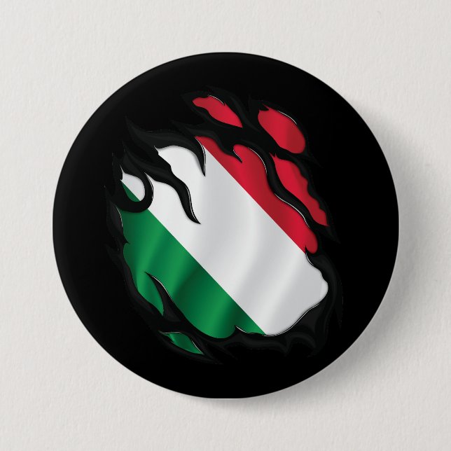 Hungary Ripped Flag Button (Front)
