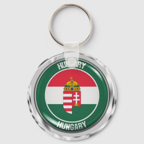 Hungary Round Emblem Keychain