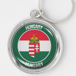 Hungary Round Emblem Keychain