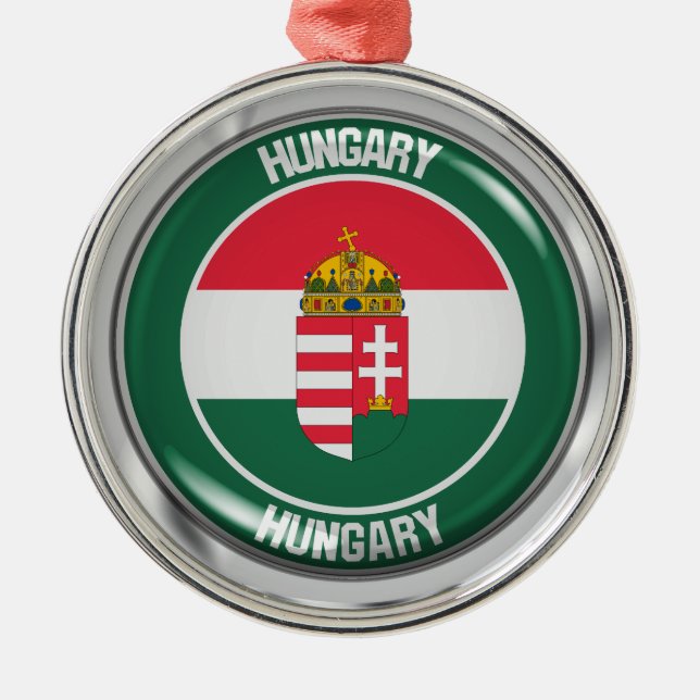 Hungary Round Emblem Metal Ornament (Front)