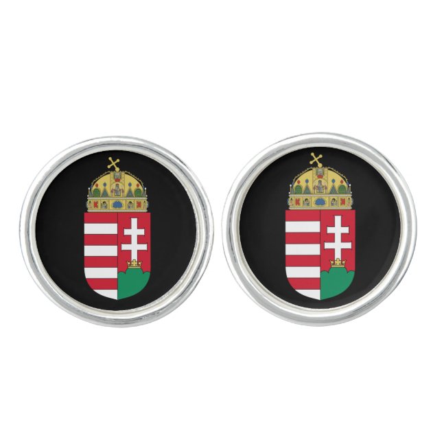 Hungary* Round Silver-plated Cufflinks (Front)