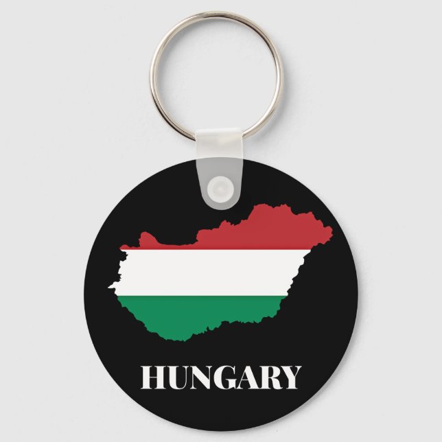 Hungary, silhouette and flag, keychain (Front)