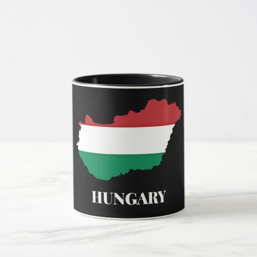 Hungary silhouette and flag mug