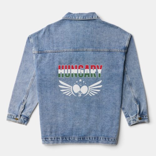 Hungary Table Tennis  Support Hungarian Ping Pong  Denim Jacket