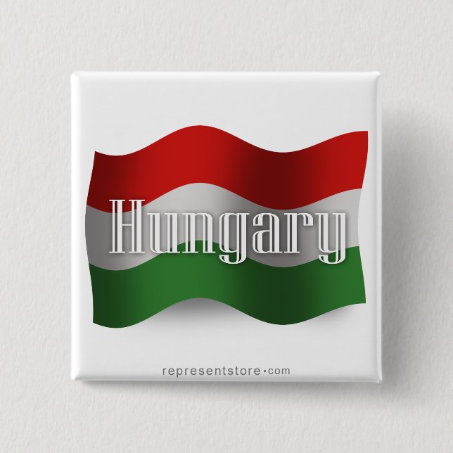 Hungary Waving Flag Pinback Button (Front)