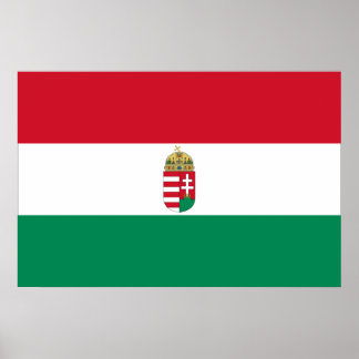 Hungary With Arms, Hungary flag Poster
