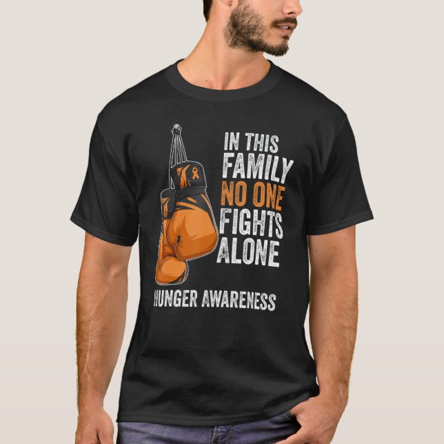 Hunger Awareness Month Gloves Orange Ribbon T-Shirt (Front)