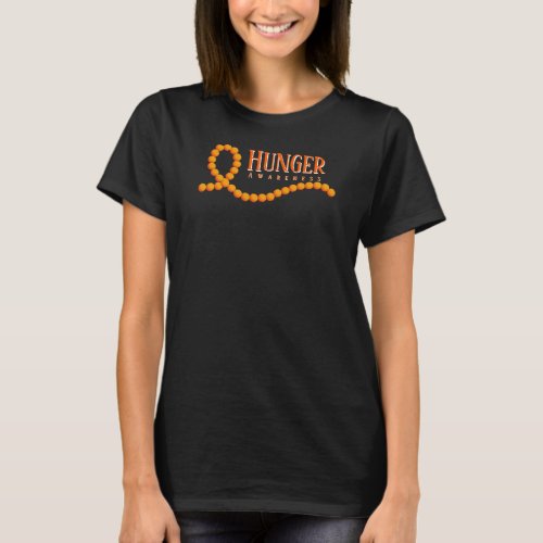 Hunger Awareness Orange Beaded Ribbon T_Shirt