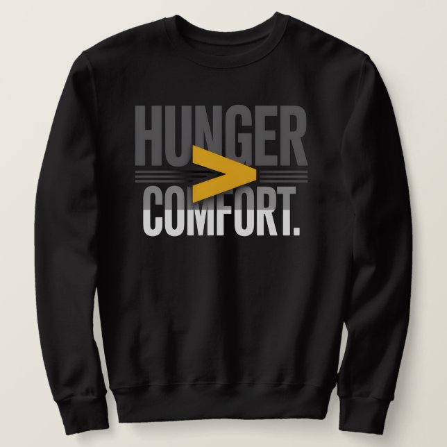 HUNGER > COMFORT – Minimal Motivational Mindset  Sweatshirt (Design Front)