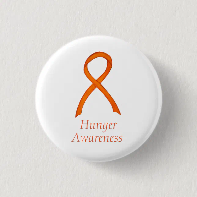 Food Insecurity Awareness Ribbon Hunger Orange Awareness Ribbon Custom Pin | Zazzle
